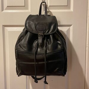 Tandem Cypress Woods Black stimulated leather backpack antique tone hardwares